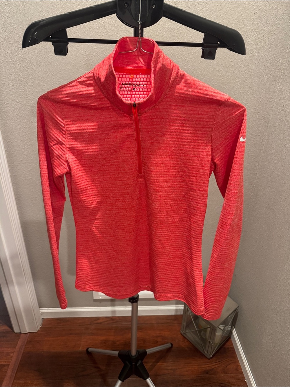 Nike Women’s Coral Pink Quarter-Zip Long Sleeve Top